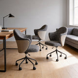 Premium Linen & Leather Upholstered Study Task Chair - StoolTopia