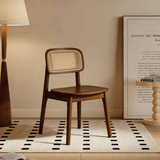 Rattan Dining Chair – Solid Wood Frame, Hand - Woven Cane Seat - StoolTopiaDining Chairs