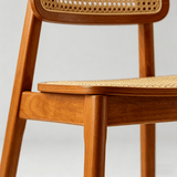 Rattan Dining Chair – Solid Wood Frame, Hand - Woven Cane Seat - StoolTopiaDining Chairs