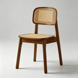Rattan Dining Chair – Solid Wood Frame, Hand - Woven Cane Seat - StoolTopiaDining Chairs