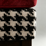 Retro Velvet & Houndstooth Ottoman Mid-Century Accent Footstool - StoolTopia