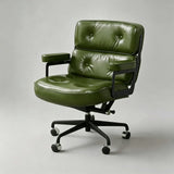 Robin Executive Chair – Genuine Leather, Mid - Century Modern, Aluminum Base - StoolTopiaOffice Chairs