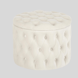 Round Tufted Storage Ottoman – Nordic Velvet Footstool with Hidden Compartment - StoolTopia