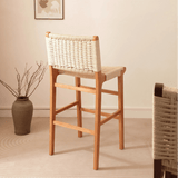 Scandinavian Woven Bar Stool – Solid Wood & Natural Rope Seat - StoolTopia