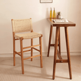 Scandinavian Woven Bar Stool – Solid Wood & Natural Rope Seat - StoolTopia