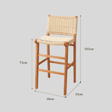 Scandinavian Woven Bar Stool – Solid Wood & Natural Rope Seat - StoolTopia