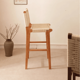 Scandinavian Woven Bar Stool – Solid Wood & Natural Rope Seat - StoolTopia