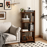 Solid Wood 4 - Tier Bookcase | Reversible Side Panel, Compact Freestanding Shelf - StoolTopia