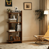 Solid Wood 4 - Tier Bookcase | Reversible Side Panel, Compact Freestanding Shelf - StoolTopia