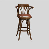 Swivel Chair Furniture Supplier Retro Solid Wood Swivel Bar Stool Bar Chair with Arms for Hotel/bar/ Restaurant - StoolTopia