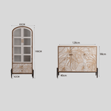 Tropical Leaf Carved Wooden Sideboard - Luxury Gold Accent Storage Cabinet - StoolTopia