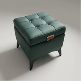 Tufted Faux Leather Storage Ottoman Bench with Handle - StoolTopia