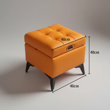 Tufted Faux Leather Storage Ottoman Bench with Handle - StoolTopia
