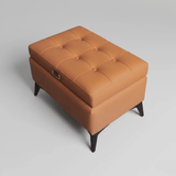 Tufted Faux Leather Storage Ottoman Bench with Handle - StoolTopia
