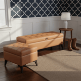 Tufted Faux Leather Storage Ottoman Bench with Handle - StoolTopia