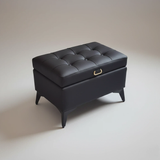 Tufted Faux Leather Storage Ottoman Bench with Handle - StoolTopia
