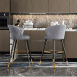 Velvet Bar Stool with Gold Metal Base - Modern High Chair with Backrest - StoolTopia