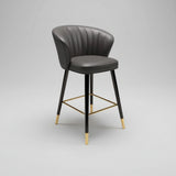 Velvet Bar Stool with Gold Metal Base - Modern High Chair with Backrest - StoolTopia