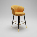 Velvet Bar Stool with Gold Metal Base - Modern High Chair with Backrest - StoolTopia