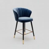 Velvet Bar Stool with Gold Metal Base - Modern High Chair with Backrest - StoolTopia