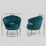 Velvet Scallop Shell Accent Chair - Gold Metal Legs for Living Room & Bedroom - StoolTopia