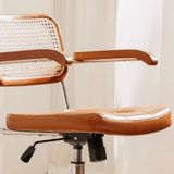 Vintage Chic: Leather and Chrome Office Chair with Adjustable Height and Comfortable Armrests - StoolTopia