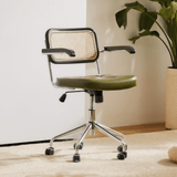 Vintage Chic: Leather and Chrome Office Chair with Adjustable Height and Comfortable Armrests - StoolTopia