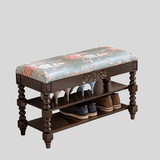 Vintage Floral Upholstered Shoe Storage Bench - StoolTopia