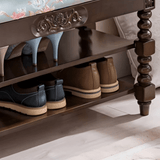 Vintage Floral Upholstered Shoe Storage Bench - StoolTopia