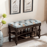 Vintage Floral Upholstered Shoe Storage Bench - StoolTopia