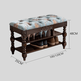 Vintage Floral Upholstered Shoe Storage Bench - StoolTopia