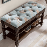 Vintage Floral Upholstered Shoe Storage Bench - StoolTopia