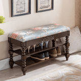 Vintage Floral Upholstered Shoe Storage Bench - StoolTopia