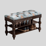 Vintage Floral Upholstered Shoe Storage Bench - StoolTopia