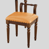 Vintage Hand - Carved Solid Wood Vanity Chair - European Style Accent Stool - StoolTopia