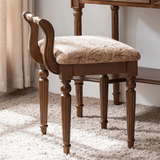 Vintage Hand - Carved Solid Wood Vanity Chair - European Style Accent Stool - StoolTopia