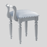 Vintage Hand - Carved Solid Wood Vanity Chair - European Style Accent Stool - StoolTopia