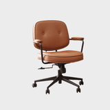 Vintage Leather Swivel Office Chair - Adjustable Height with 360° Rotation - StoolTopia