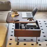 Vintage Lift - Top Solid Wood Coffee Table with Storage & Wheels - StoolTopia