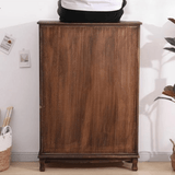 Vintage Mediterranean Ceramic Tile Drawer Cabinet – Handcrafted Solid Wood Storage Chest - StoolTopia