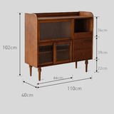Vintage Sideboard with Ribbed Glass – Solid New Zealand Pine - StoolTopia