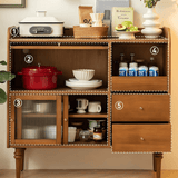 Vintage Sideboard with Ribbed Glass – Solid New Zealand Pine - StoolTopia