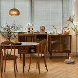 Vintage Sideboard with Ribbed Glass – Solid New Zealand Pine - StoolTopia