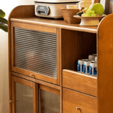 Vintage Sideboard with Ribbed Glass – Solid New Zealand Pine - StoolTopia