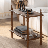 Vintage Solid Wood Open Shelf – Carved Display Rack with Tiered Storage - StoolTopia