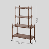 Vintage Solid Wood Open Shelf – Carved Display Rack with Tiered Storage - StoolTopia