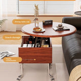 Vintage - Style Lift - Top Coffee Table with Storage & Wheels – Multifunction Oval Design - StoolTopia