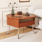Vintage - Style Lift - Top Coffee Table with Storage & Wheels – Multifunction Oval Design - StoolTopia