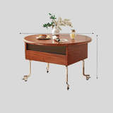 Vintage - Style Lift - Top Coffee Table with Storage & Wheels – Multifunction Oval Design - StoolTopia