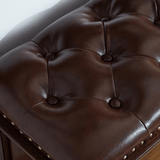 Vintage Tufted Leather Storage Bench with Cabinet Doors - StoolTopia